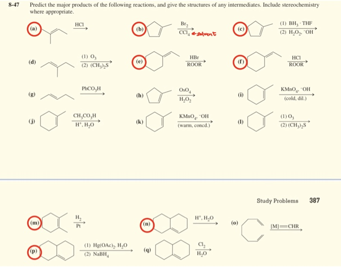 Give the products of the following reactions