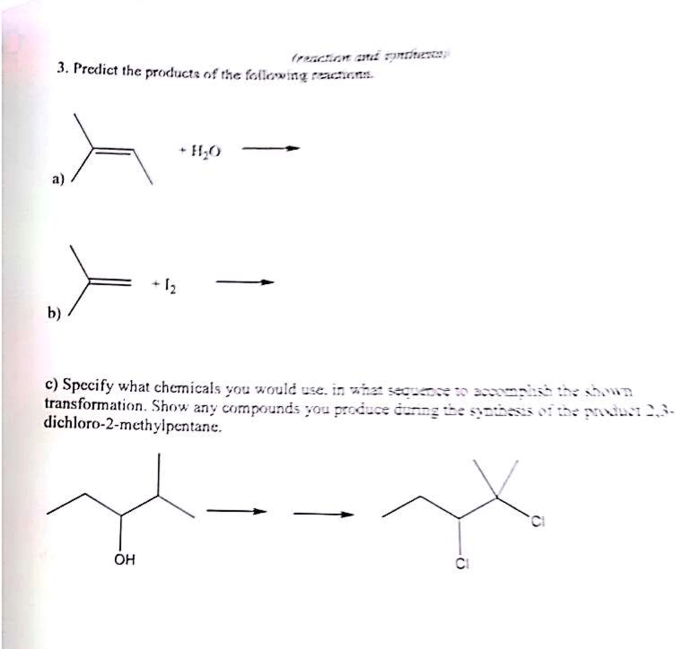 Give the products of the following reactions